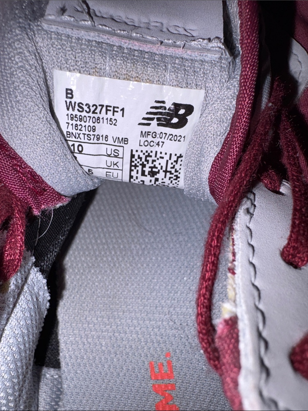 New Balance + Figs Women’s Burgundy, Gray & White Retro Runner Sneakers - Picture 3 of 4